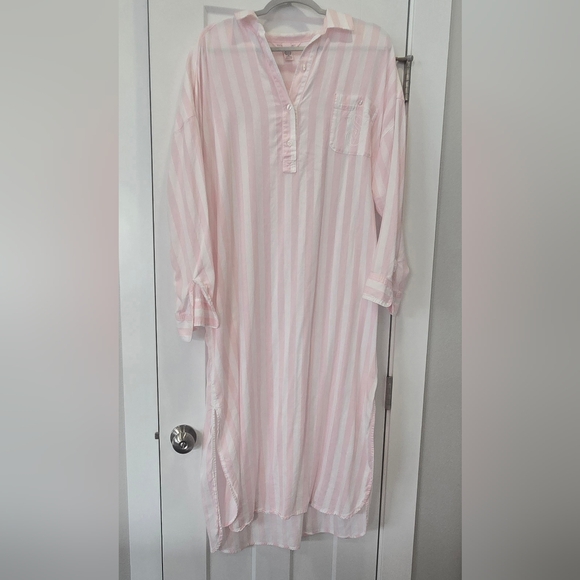 Victoria's Secret Other - Victorias Secret Long Sleeve Cotton Striped Nightgown